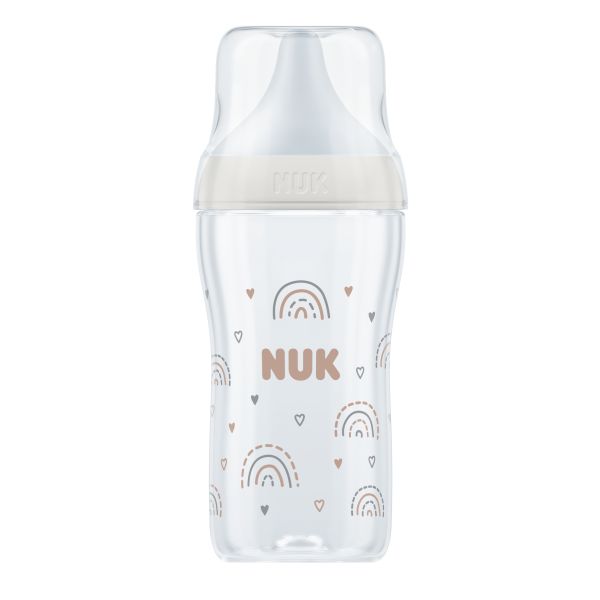 NUK Perfect Match Шише РР 260мл. със силиконов биберон за хранене M, 3+ мес. Дъга