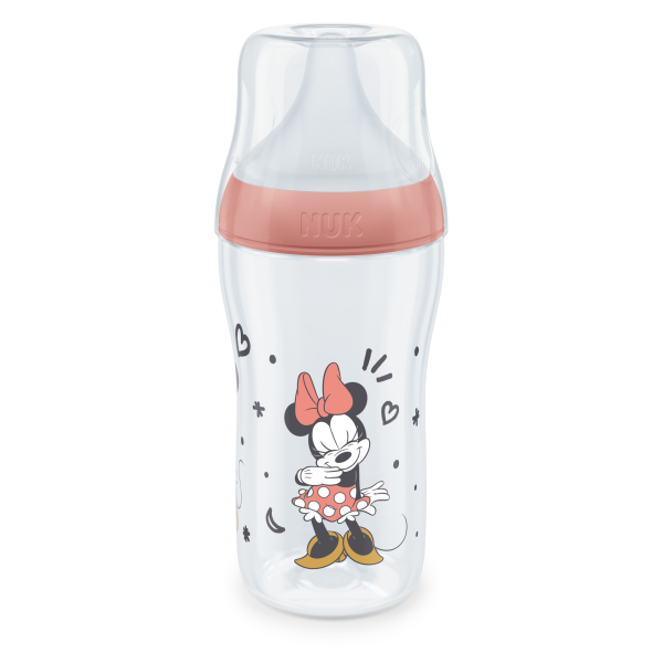 NUK Perfect Match Шише РР 260мл. със силиконов биберон за хранене M, 3+ мес. Minnie червено